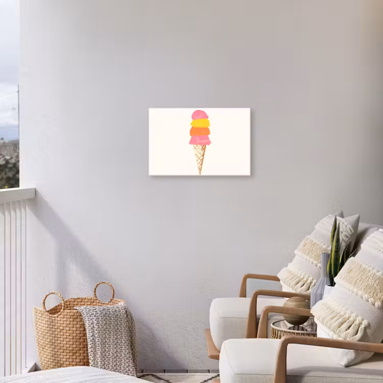 Schepijs - Hoorntje - Illustratie - Minimalistisch Tuinposter op houten frame 2 cm dik klein -sfeer1