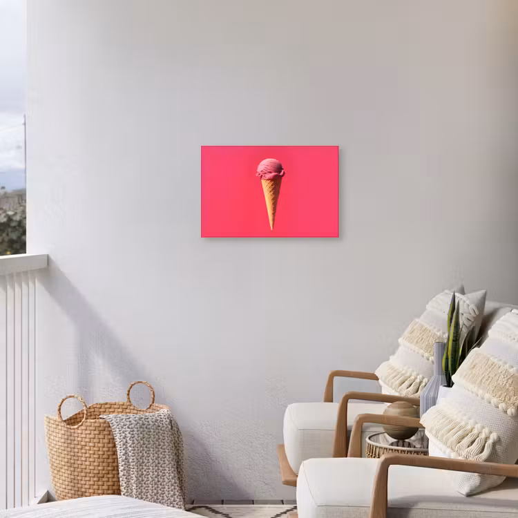 Schepijs - Roze - Hoorntje Tuinposter op houten frame 2 cm dik klein -sfeer1