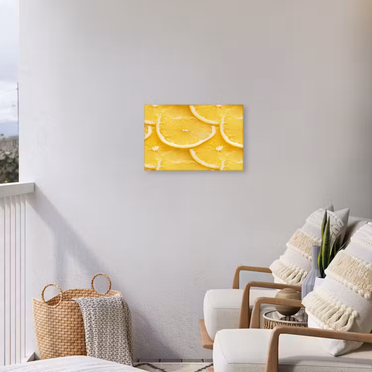 Schijfjes - Citroen - Sap Tuinposter op houten frame 2 cm dik klein 845 -sfeer1