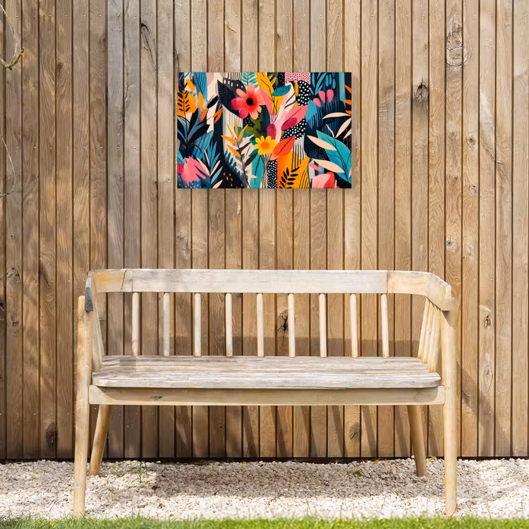Schilderij - Abstract - Bloemen - Roze Tuinposter op houten frame 2 cm dik klein -sfeer4