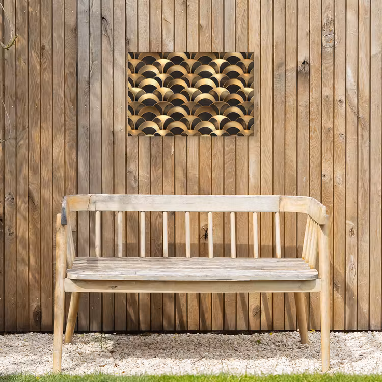 Schubben - Structuur - Goud Tuinposter op houten frame 2 cm dik klein 845 -sfeer4