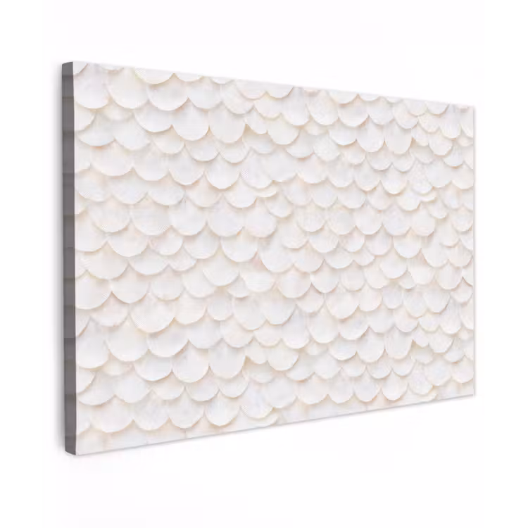 Schubben - Wit - Elegant Tuinposter op houten frame 2 cm dik klein 845 -3d
