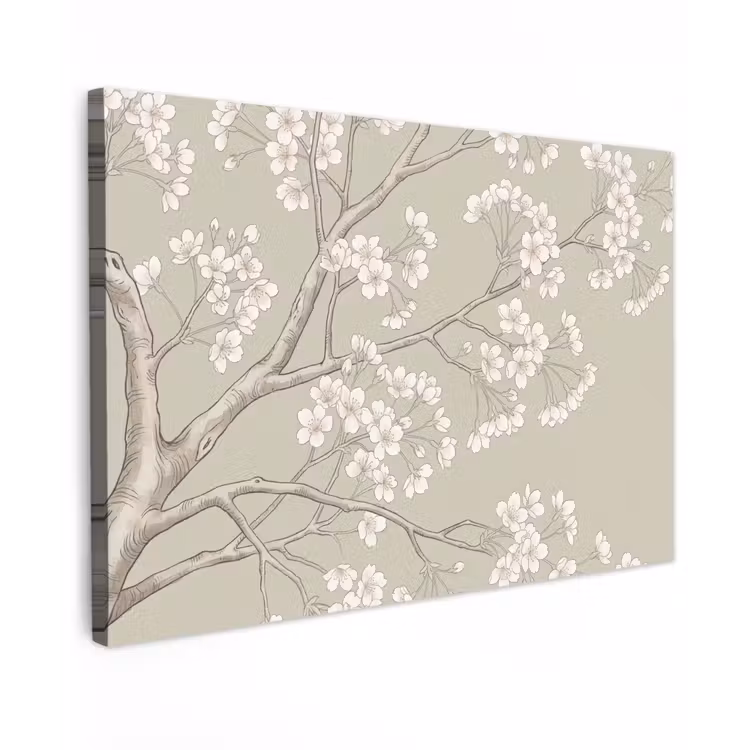 Sereen - Bloesem - Wit Tuinposter op houten frame 2 cm dik klein -3d