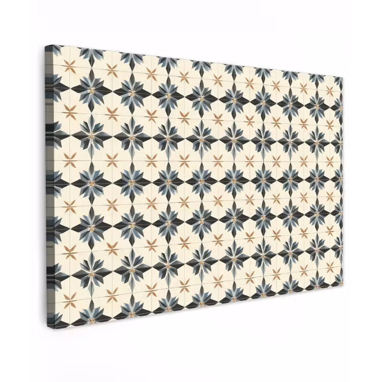 Sierlijk - Ornament - Blauw Tuinposter op houten frame 2 cm dik klein 845 -3d