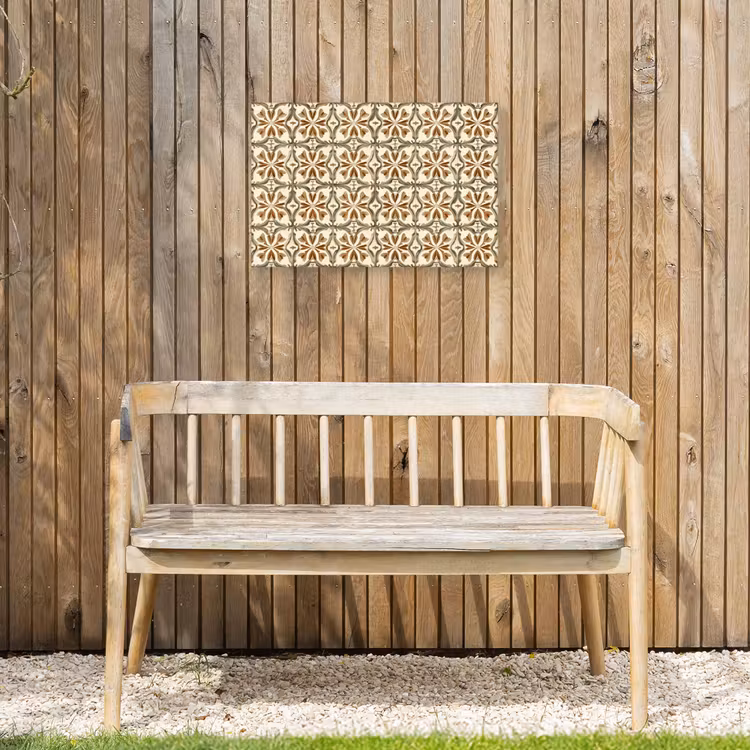 Siertegel - Patroon - Bruin Tuinposter op houten frame 2 cm dik klein 845 -sfeer4