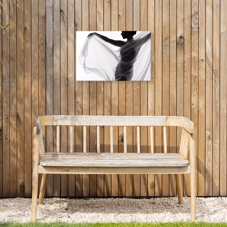 Silhouet - Sluier - Vormen - Zwart - Wit - Sensueel Tuinposter op houten frame 2 cm dik klein -sfeer4