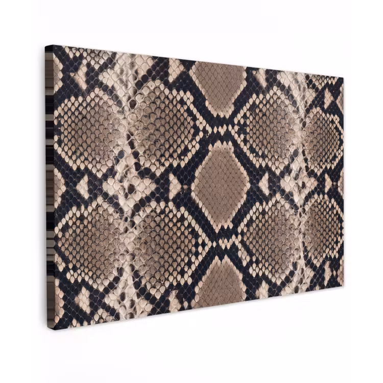 Slangenprint - Python - Bruin Tuinposter op houten frame 2 cm dik klein -3d