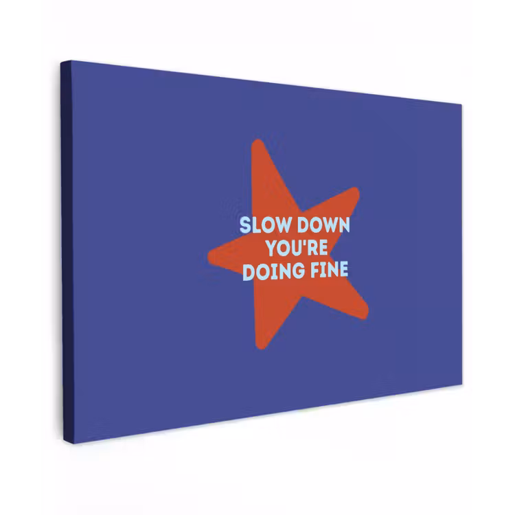 Slow down you're doing fine - Ster - Blauw Tuinposter op houten frame 2 cm dik klein -3d