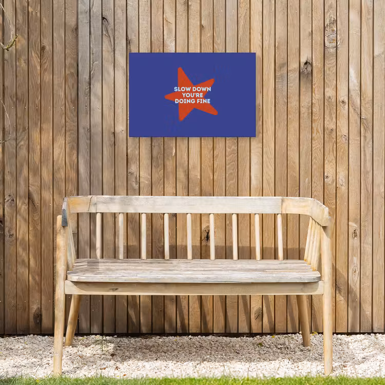 Slow down you're doing fine - Ster - Blauw Tuinposter op houten frame 2 cm dik klein -sfeer4