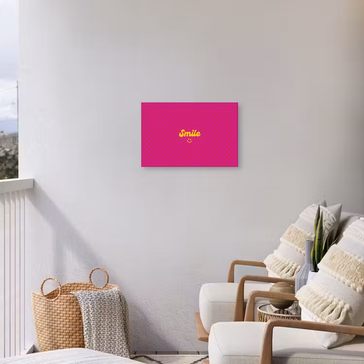 Smile - Stippen - Roze Tuinposter op houten frame 2 cm dik klein -sfeer1