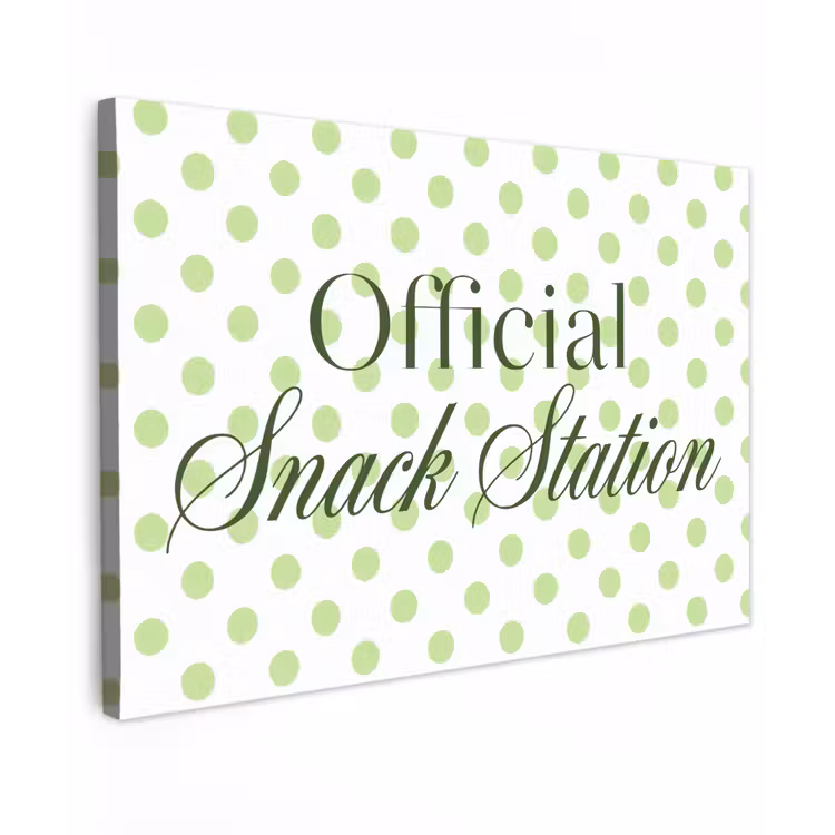 Snack Station - Groen - Stippen Tuinposter op houten frame 2 cm dik klein -3d