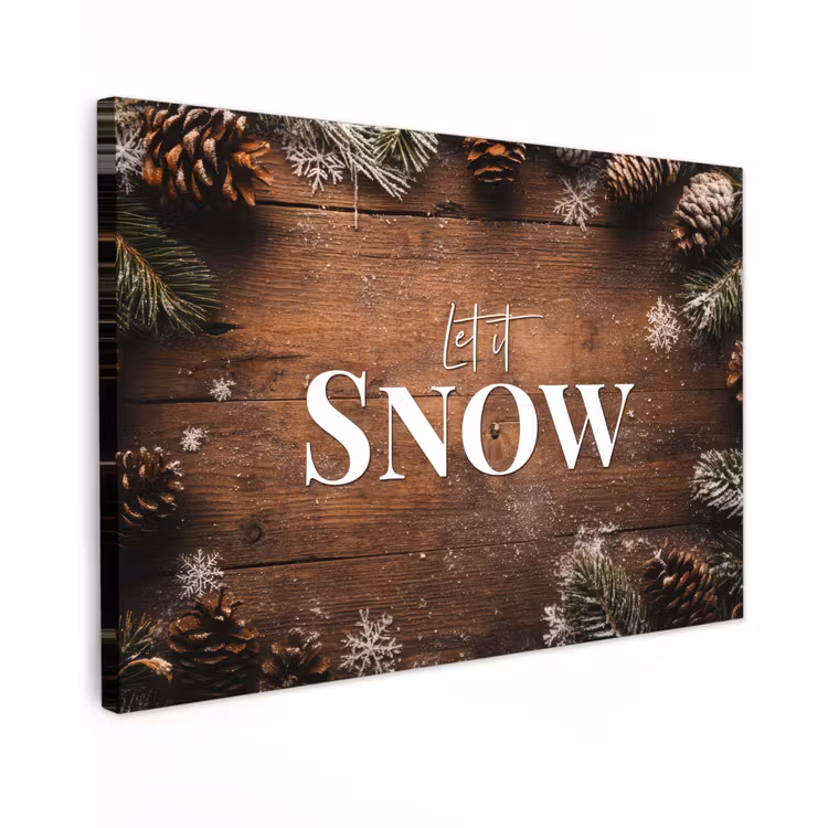 Sneeuw - Houtlook - Quote - Let it snow Tuinposter op houten frame 2 cm dik klein -3d