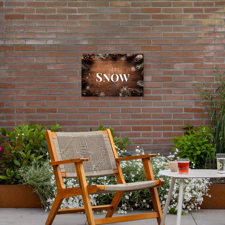 Sneeuw - Houtlook - Quote - Let it snow Tuinposter op houten frame 2 cm dik klein -sfeer3