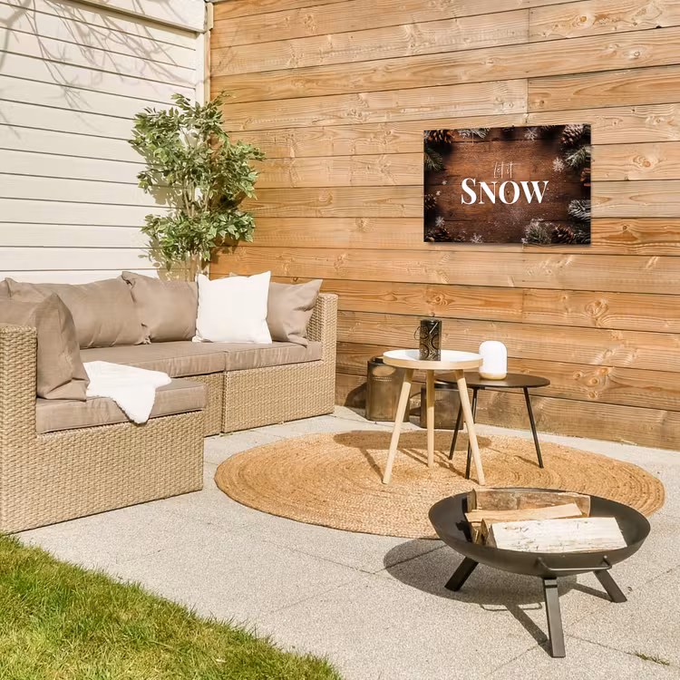 Sneeuw - Houtlook - Quote - Let it snow Tuinposter op houten frame 2 cm dik klein -sfeer2