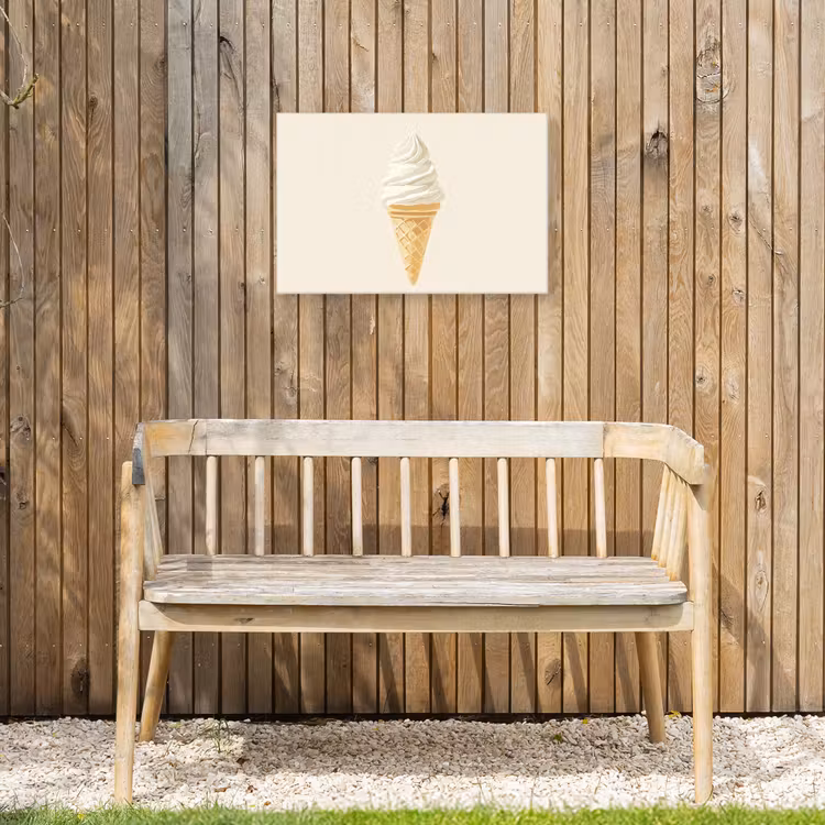 Softijs - Hoorntje - Wit Tuinposter op houten frame 2 cm dik klein -sfeer4