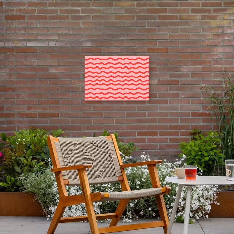 Speels - Patroon - Rood Tuinposter op houten frame 2 cm dik klein 845 -sfeer3