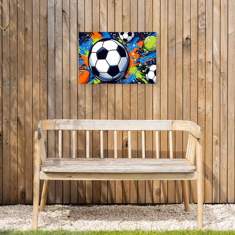Sport - Ballen - Kleurrijk Tuinposter op houten frame 2 cm dik klein -sfeer4