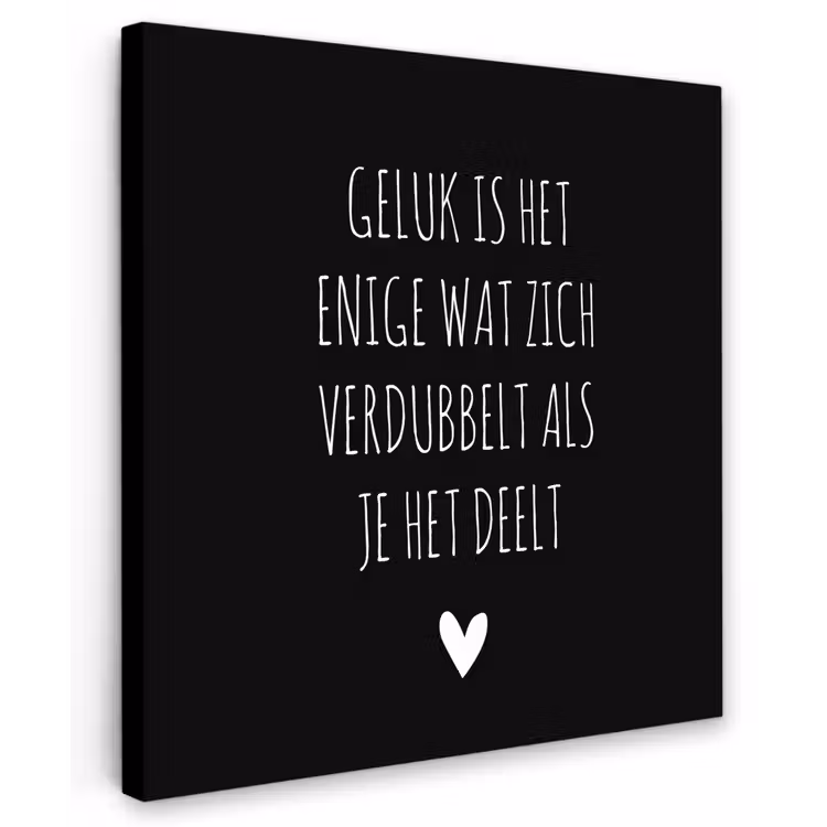 Spreuken - Geluk is het enige wat zich verdubbelt - Quotes Tuinposter op houten frame 2 cm dik middel -3d