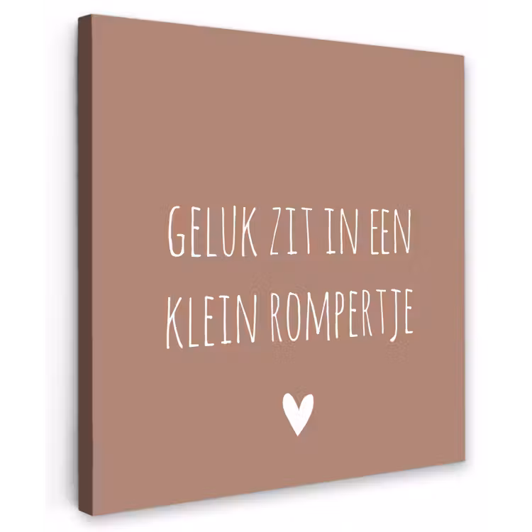 Spreuken - Geluk zit in een klein rompertje - Quotes Tuinposter op houten frame 2 cm dik middel -3d