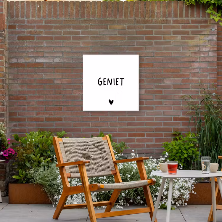 Spreuken - Geniet - Quotes Tuinposter op houten frame 2 cm dik middel -sfeer3