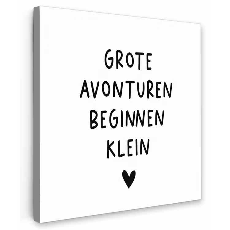 Spreuken - Grote avonturen beginnen klein - Quotes Tuinposter op houten frame 2 cm dik middel -3d