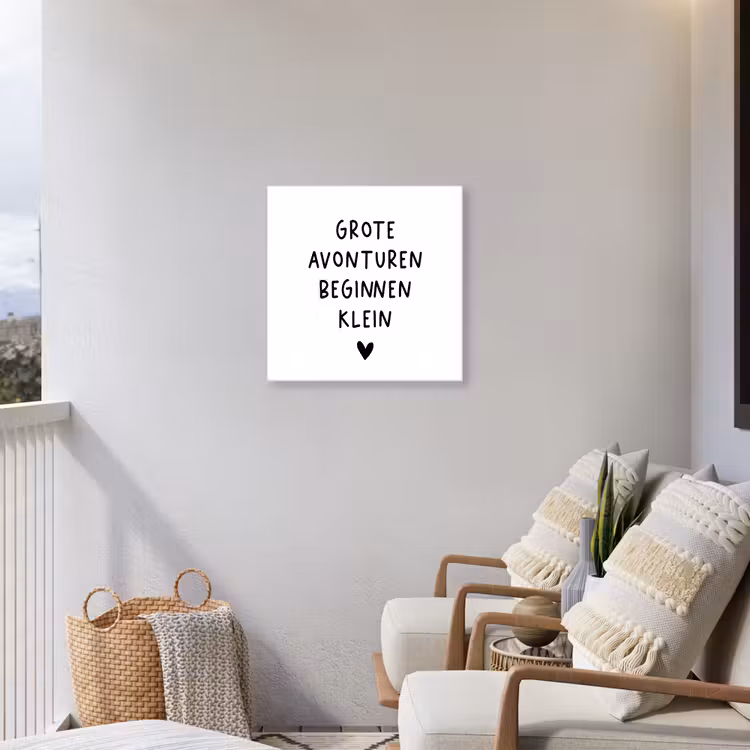 Spreuken - Grote avonturen beginnen klein - Quotes Tuinposter op houten frame 2 cm dik middel -sfeer1