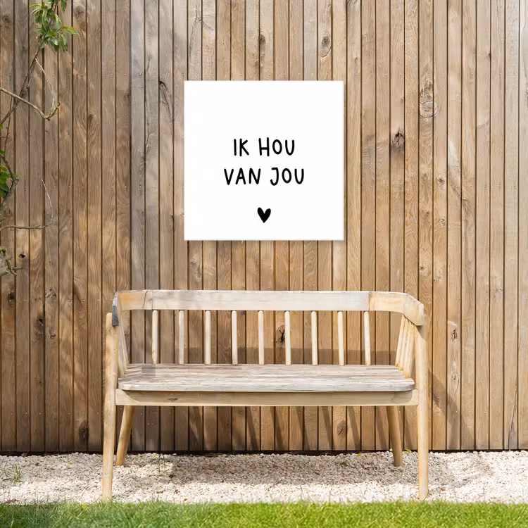 Spreuken - Ik hou van jou - Quotes Tuinposter op houten frame 2 cm dik middel -sfeer4