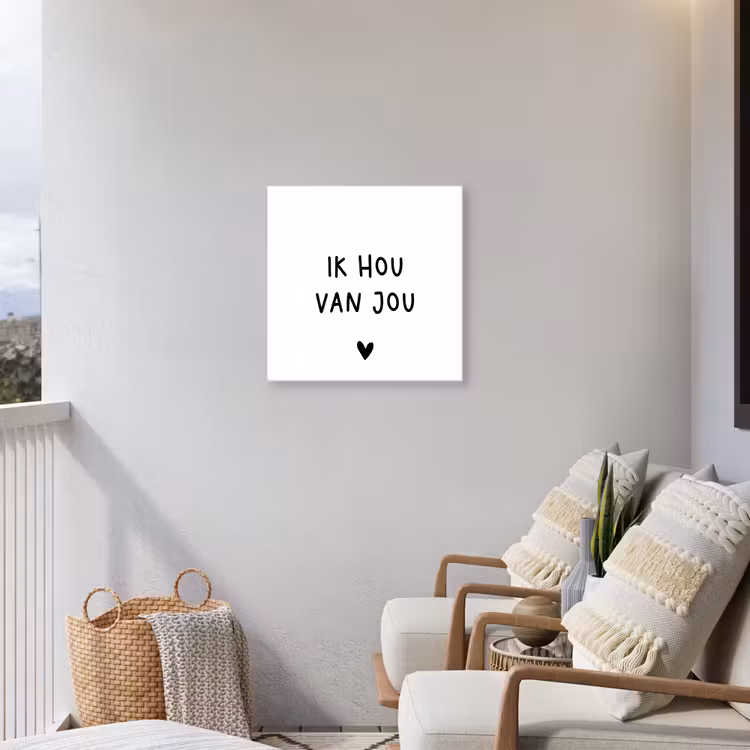 Spreuken - Ik hou van jou - Quotes Tuinposter op houten frame 2 cm dik middel -sfeer1