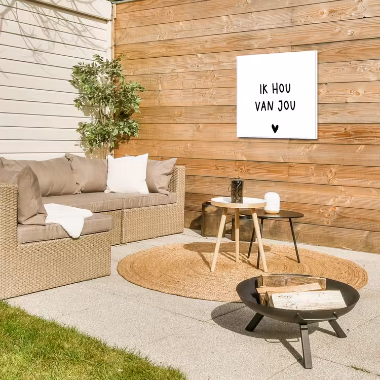 Spreuken - Ik hou van jou - Quotes Tuinposter op houten frame 2 cm dik middel -sfeer2