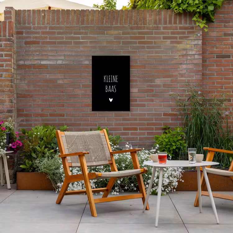 Spreuken - Kleine baas - Quotes Tuinposter op houten frame 2 cm dik klein -sfeer3