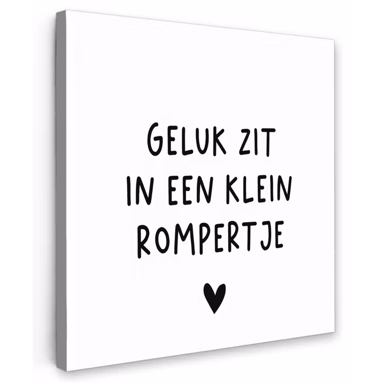 Spreuken - Quotes - Geluk zit in een klein rompertje Tuinposter op houten frame 2 cm dik middel -3d