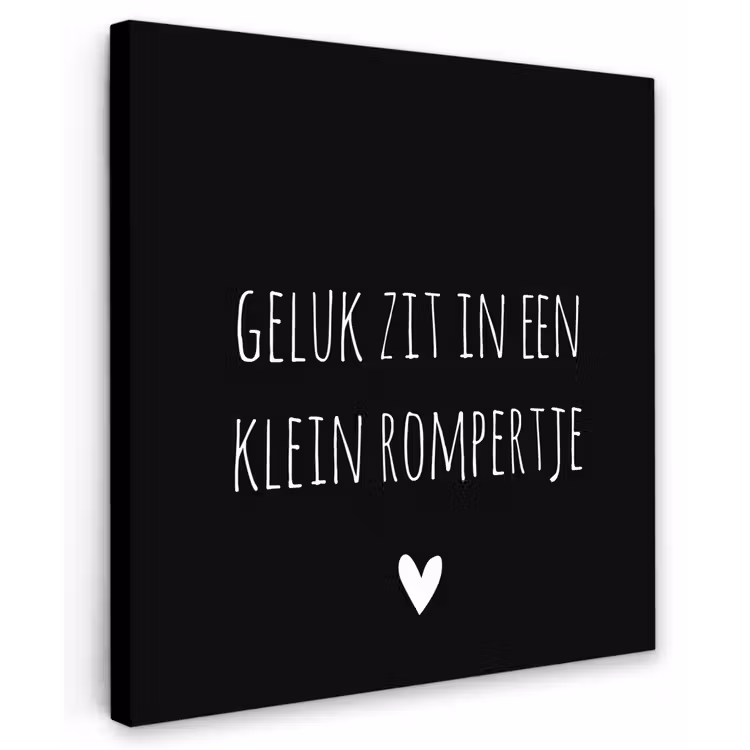 Spreuken - Quotes - Geluk zit in een klein rompertje Tuinposter op houten frame 2 cm dik middel -3d