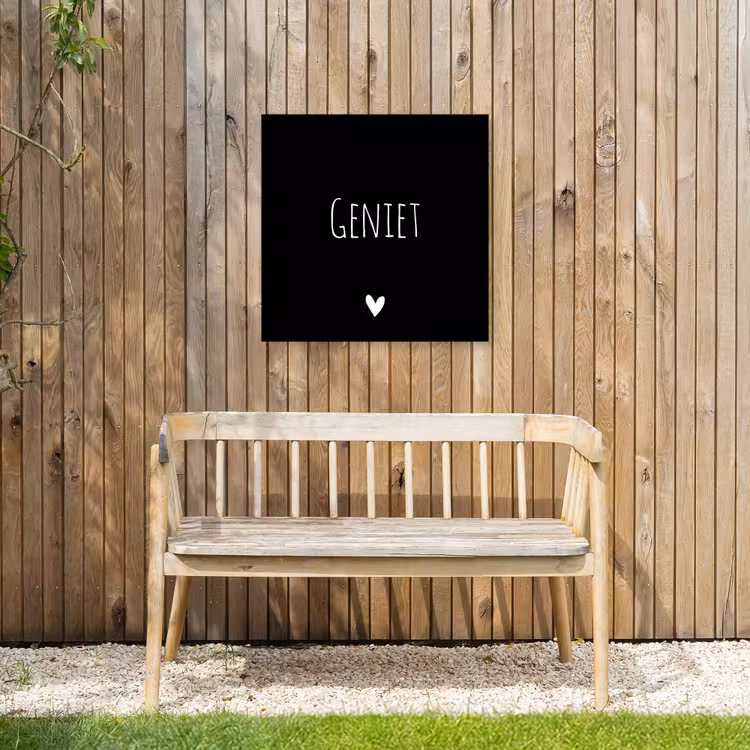 Spreuken - Quotes - Geniet Tuinposter op houten frame 2 cm dik middel -sfeer4
