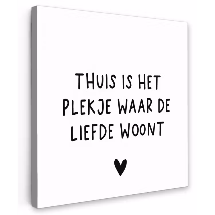 Spreuken - Thuis is het plekje waar de liefde woont - Quotes Tuinposter op houten frame 2 cm dik middel -3d