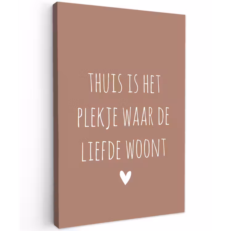 Spreuken - Thuis is het plekje waar de liefde woont - Quotes Tuinposter op houten frame 2 cm dik klein -3d