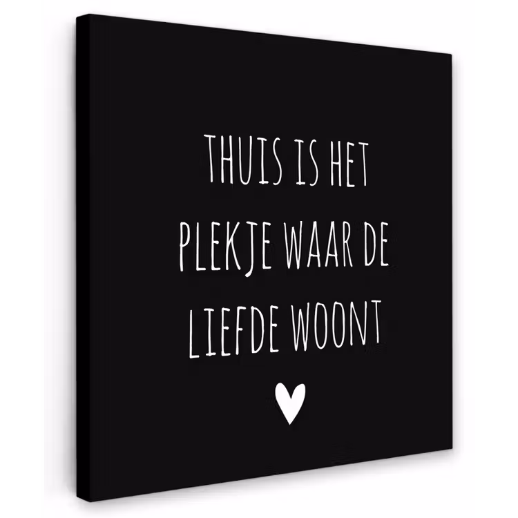 Spreuken - Thuis is het plekje waar de liefde woont - Quotes Tuinposter op houten frame 2 cm dik middel -3d