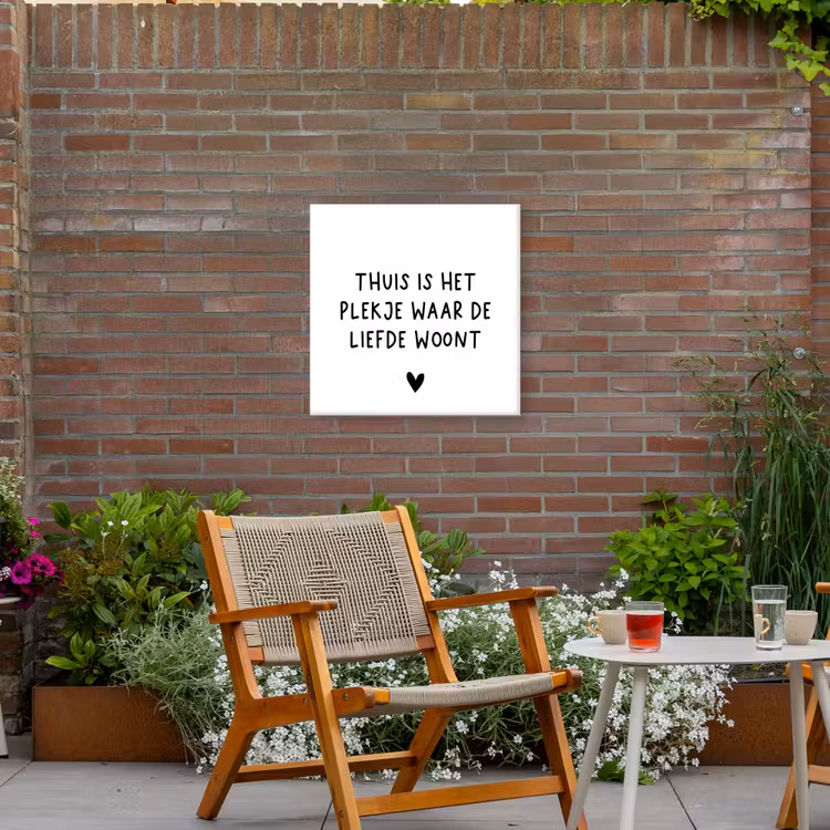 Spreuken - Thuis is het plekje waar de liefde woont - Quotes Tuinposter op houten frame 2 cm dik middel -sfeer3