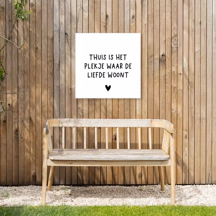 Spreuken - Thuis is het plekje waar de liefde woont - Quotes Tuinposter op houten frame 2 cm dik middel -sfeer4