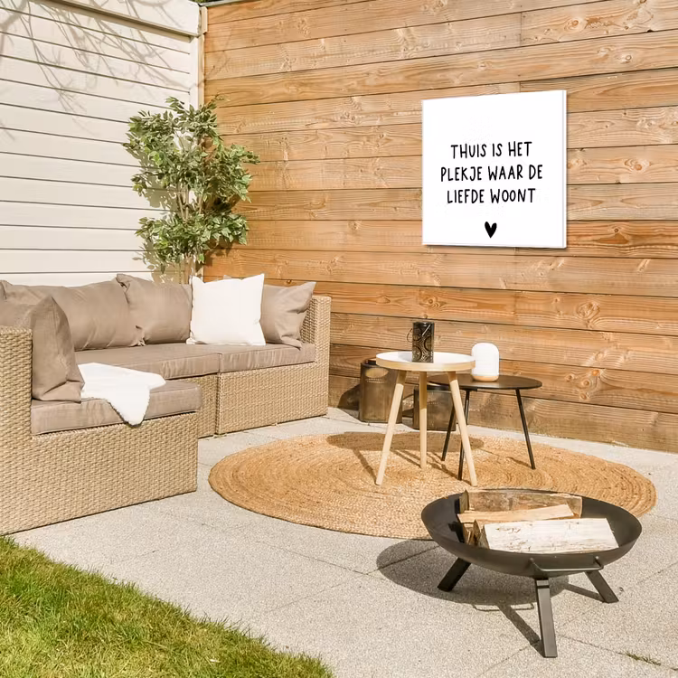Spreuken - Thuis is het plekje waar de liefde woont - Quotes Tuinposter op houten frame 2 cm dik middel -sfeer2