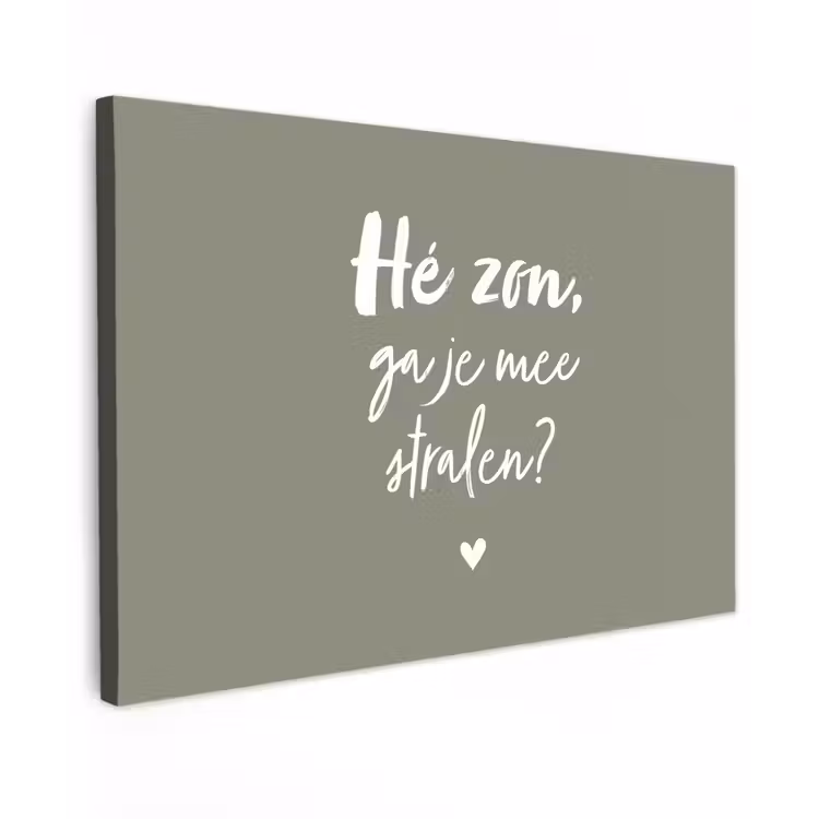 Spreuken - Zomer - Hé zon, ga je mee stralen? - Zon - Tekst Tuinposter op houten frame 2 cm dik klein -3d