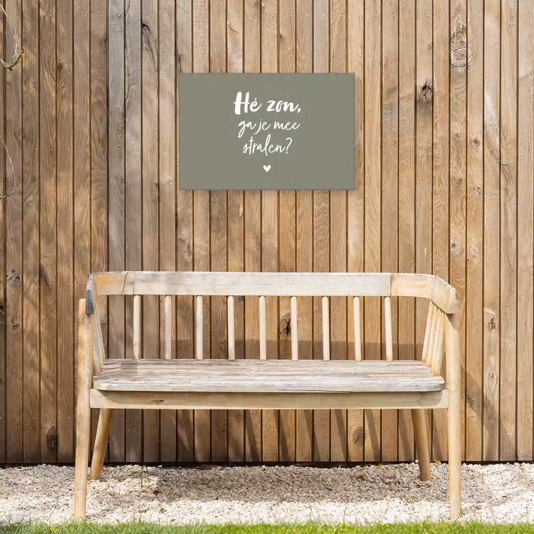 Spreuken - Zomer - Hé zon, ga je mee stralen? - Zon - Tekst Tuinposter op houten frame 2 cm dik klein -sfeer4