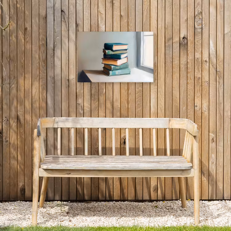 Stapel - Boeken - Groen - Daglicht Tuinposter op houten frame 2 cm dik klein -sfeer4