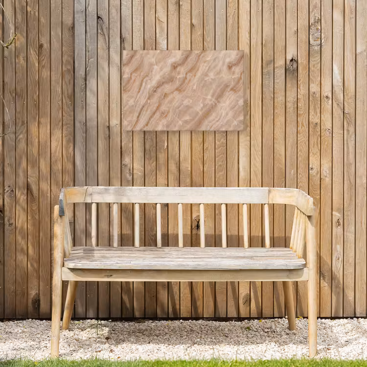 Steen - Ader - Natuur - Modern - Beige Tuinposter op houten frame 2 cm dik klein -sfeer4
