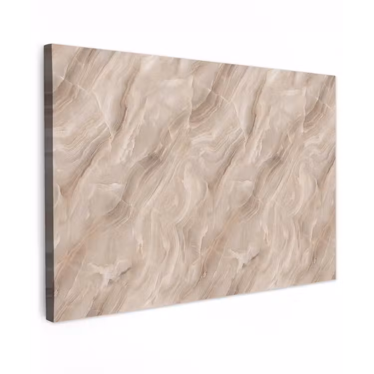Steen - Golvend - Abstract - Beige Tuinposter op houten frame 2 cm dik klein -3d