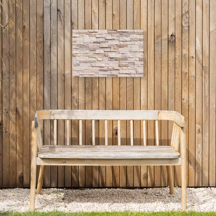 Steen - Muur - Textuur - Rustiek - Beige Tuinposter op houten frame 2 cm dik klein -sfeer4