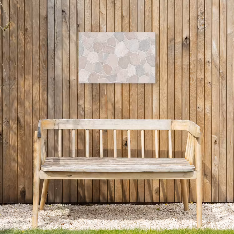 Steen - Patroon - Textuur - Beige Tuinposter op houten frame 2 cm dik klein -sfeer4