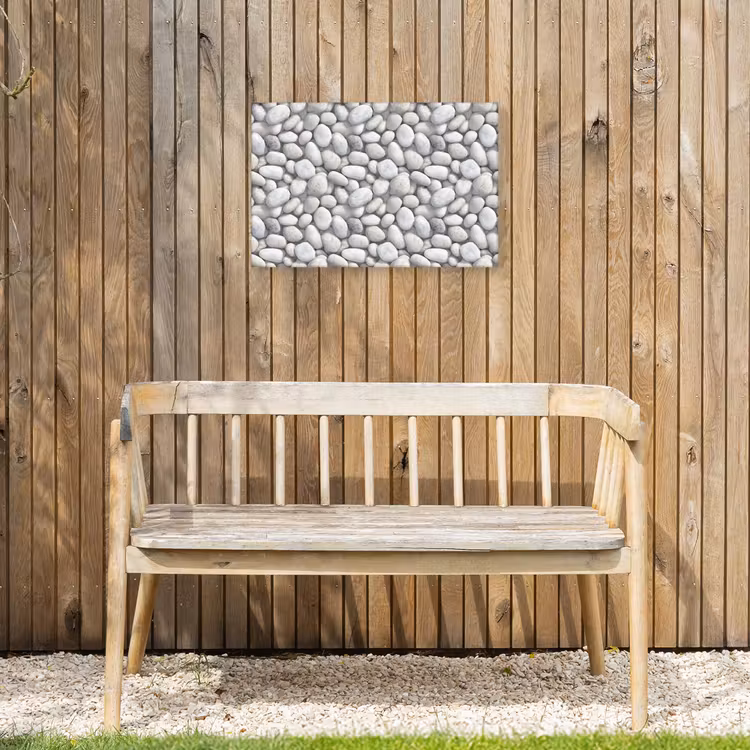 Steentjes - Grijs - Ovaal Tuinposter op houten frame 2 cm dik klein 845 -sfeer4