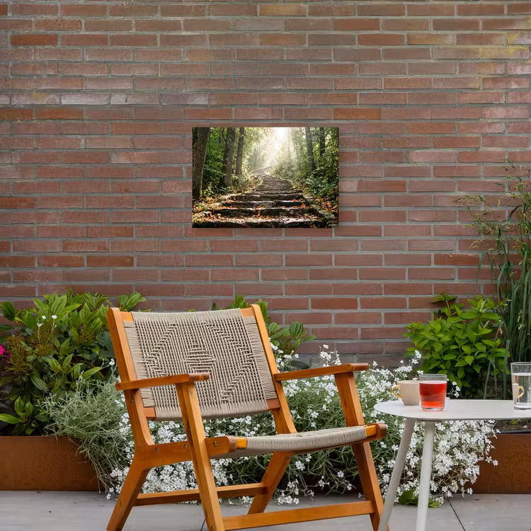 Stenen - Trap - Bos - Natuur Tuinposter op houten frame 2 cm dik klein -sfeer3