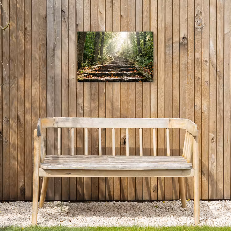 Stenen - Trap - Bos - Natuur Tuinposter op houten frame 2 cm dik klein -sfeer4