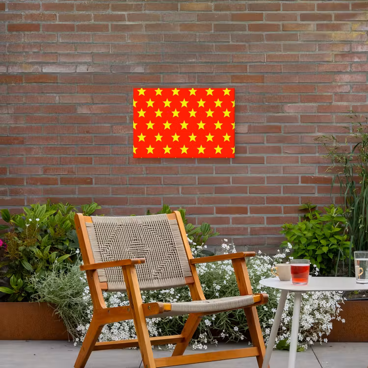 Ster - Patroon - Geel Tuinposter op houten frame 2 cm dik klein 845 -sfeer3